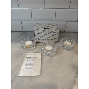 Princess House Highlights Lead Crystal Tealight Holders - Set of 3 New OLA005